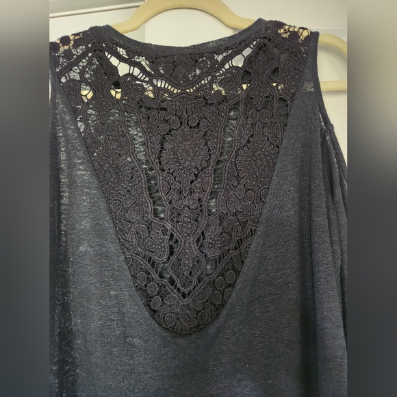 Generation Love Black Linen Lace Long Sleeve Top sz S Blouse Sweater Shirt - Picture 4 of 9